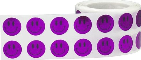1/2" Inch Small Metallic Purple Happy Face Labels, 1,000 Total Adhesive Stickers on a Roll, Perfect for Kids Classroom Incentives, Motivational Chart Use in Saudi Arabia