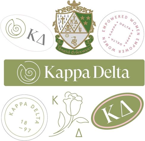 Kappa Delta Sticker Sheet - Brand Focus Vinyl Sorority Stickers with Officially Licensed Designs, Removable Adhesive, 7 Stickers per Sheet, by Sorority Shop in Saudi Arabia