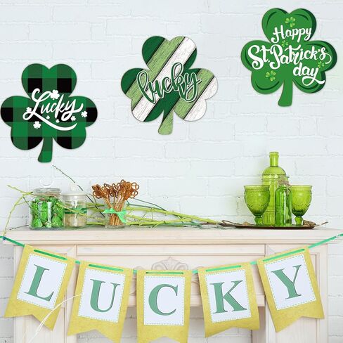 JarThenaAMCS 4Pcs 12 Inch St. Patrick's Day Wooden Cutouts Unfinished Shamrock Blank Wood Signs Lucky Clover Ornament for Irish Holiday Home Party DIY Painting Crafts in Saudi Arabia