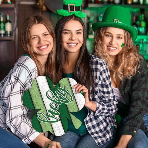 JarThenaAMCS 4Pcs 12 Inch St. Patrick's Day Wooden Cutouts Unfinished Shamrock Blank Wood Signs Lucky Clover Ornament for Irish Holiday Home Party DIY Painting Crafts in Saudi Arabia