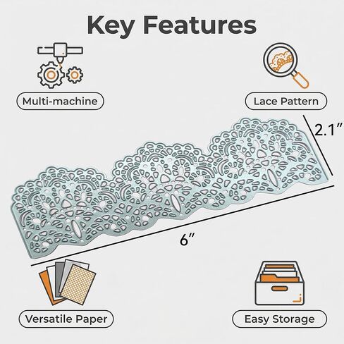 Scrapbooking Dies Compatible with Most Die-Cutting Machines, Lace Border Metal Cutting Template in Silver, 1 Piece for Paper Crafts, Invitations, Journals, and DIY Decor in Saudi Arabia