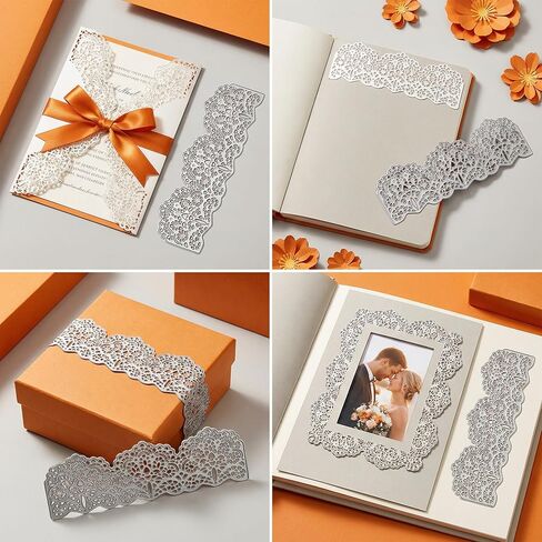 Scrapbooking Dies Compatible with Most Die-Cutting Machines, Lace Border Metal Cutting Template in Silver, 1 Piece for Paper Crafts, Invitations, Journals, and DIY Decor in Saudi Arabia