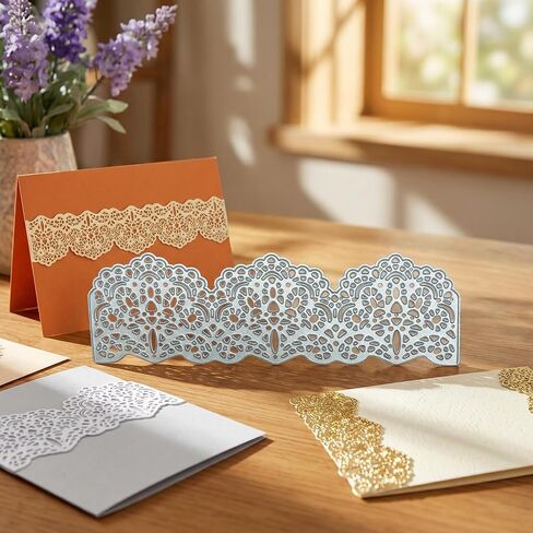 Scrapbooking Dies Compatible with Most Die-Cutting Machines, Lace Border Metal Cutting Template in Silver, 1 Piece for Paper Crafts, Invitations, Journals, and DIY Decor in Saudi Arabia