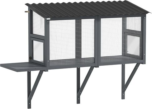 PawHut Cat Window Box, Outdoor Cat Catio Enclosure for Multiple Kittens with Jumping Platform, Wooden Window Perch House for Safely Enjoying Outdoor Sights, Playing, Sunbathing, Napping, Gray in Saudi Arabia