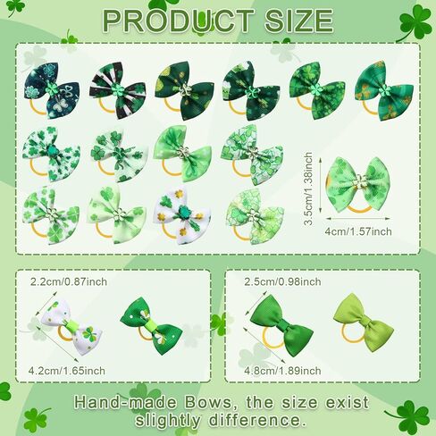 Weewooday 40 Independence Day Pieces Dog Hair Bows Puppy Dog Hair Accessories Pet Hair Flag Clover Bows with Elastic Rubber Band for Girl Dog Accessories for St. Patrick's Day in Saudi Arabia