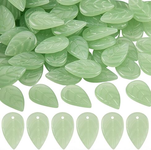 1 صندوق 120 قطعة من الخرز الزجاجي الأخضر مع ثقوب أوراق مصنوعة يدويًا على شكل شجرة نبات شجرة الربيع خرزة فاصل فضفاضة لصنع المجوهرات وقلادة السوار والديكور DIY مستلزمات الحرف اليدوية in Kuwait