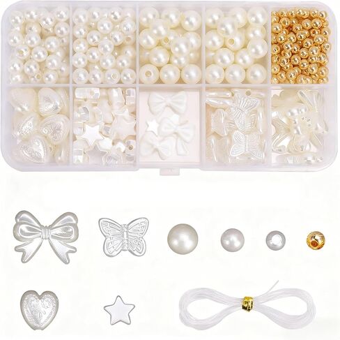 520 Pcs Acrylic Beads Assortment, Mixed Shapes Including Stars, Hearts, Butterflies for Jewelry Making, DIY Crafts, Charm Bracelets for Beginners in Saudi Arabia