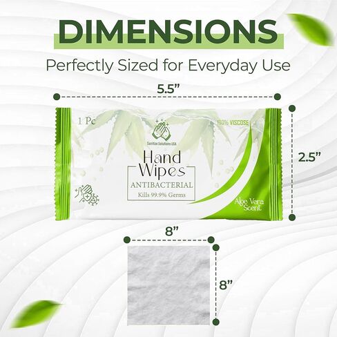 قسط مناديل ملفوفة بشكل فردي - الألوة فيرا | صديق للبيئة ، جاهزة للسفر ، ترطيب (عدد واحد (حزمة 100)) in Kuwait