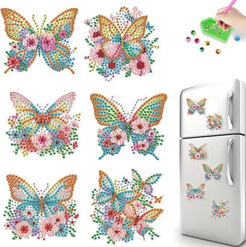 6 Pcs Refrigerator Diamond Art Magnets, Diamond Painting Kits, Fridge Stickers Diamond Art Kits for Adults DIY Home Decors - Ladybug in Saudi Arabia