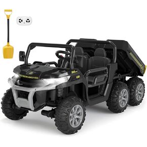 Hetoy 24V 2-Seater Ride on Dump Truck مع جهاز التحكم عن بعد للوالدين، سيارة كهربائية ذات 6 عجلات رباعية الدفع للأطفال الكبار، سرير تفريغ على طراز UTV وقرن موسيقى، معتمد من ASTM/CPSIA (الأعمار من 3 سنوات فما فوق) in Kuwait