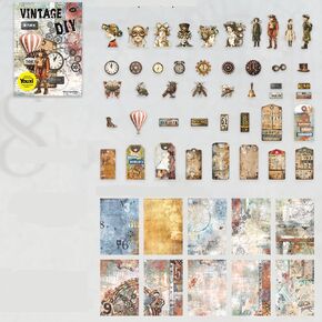 Alideco 55 قطعة من ورق القصاصات الرقمي Steampunk من الدانتيل لمستلزمات المجلات، ورق الحرف الزخرفية للمجلات غير المرغوب فيها (heibaishuzi) in Kuwait