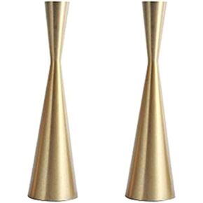 مجموعة من 3 حوامل شموع مستدقة معدنية ذهبية نحاسية، حوامل شمعدان، حوامل شمعدان مركزية مزخرفة عتيقة وحديثة لرف الطاولة هدية الترحيب بالمنزل الجديد (ذهبي نحاسي، S+M+L/SET) in Kuwait