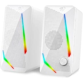 ريدراجون مكبرات صوت للكمبيوتر المكتبي GS510 RGB بقناة 2.0 للكمبيوتر مع 4 اوضاع اضاءة خلفية LED ملونة، صوت جهوري محسن وتحكم سهل الوصول في مستوى الصوت، يعمل بمنفذ USB مع كيبل 3.5 ملم in Kuwait