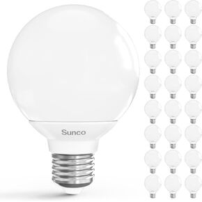 Sunco 12 Pack Ganity Globe Light Light G25 LED for Bathroom Mirror 40W مكافئ 6W ، 3000K أبيض دافئ ، قابلة للضايق ، 450 LM ، E26 ، لمبة زخرفية مستديرة ، UL & Energy. in Kuwait