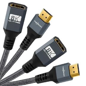 كابل تمديد Twozoh HDMI بطول 1.6 قدم 2 حزمة، موسع HDMI 4K ذكر إلى أنثى سلك، محول كابل HDMI 2.0 مجدول من النايلون يدعم 4K@60 هرتز 3D HDR in Kuwait