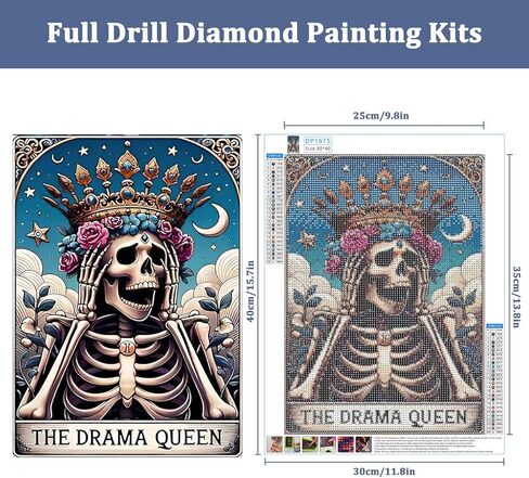 Auremi Skull Queen Diamond Art Painting, Diamond Art Painting Kits, 5D Cartoon Diamond Art Kits, Full Drill Diamond Dots Paintings Kits for Home 30x40 cm in Saudi Arabia