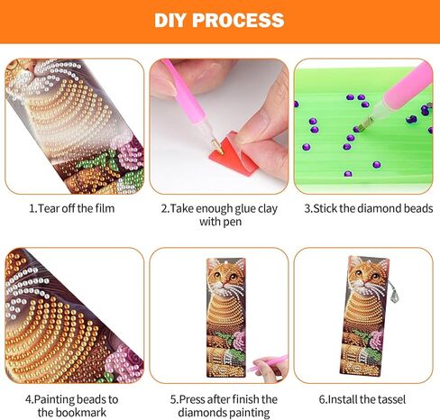 ACSAUMMY 4pcs القط الماس اللوحة المرجعية، 5D DIY الحيوانات تصميم الماس الفن الإشارات المرجعية مع شرابات كريستال مطرز الماس مجموعات الفن للكبار الحرف قراءة النساء المبتدئين هدية عيد ميلاد التخرج in Kuwait