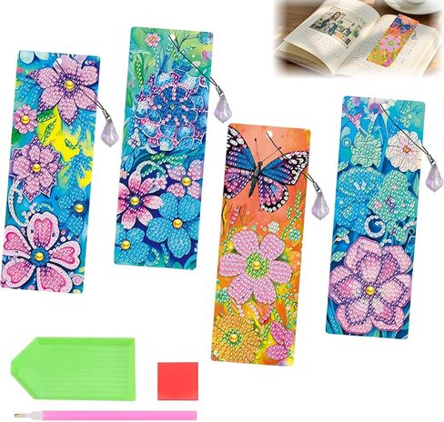 ACSAUMMY 4pcs القط الماس اللوحة المرجعية، 5D DIY الحيوانات تصميم الماس الفن الإشارات المرجعية مع شرابات كريستال مطرز الماس مجموعات الفن للكبار الحرف قراءة النساء المبتدئين هدية عيد ميلاد التخرج in Kuwait