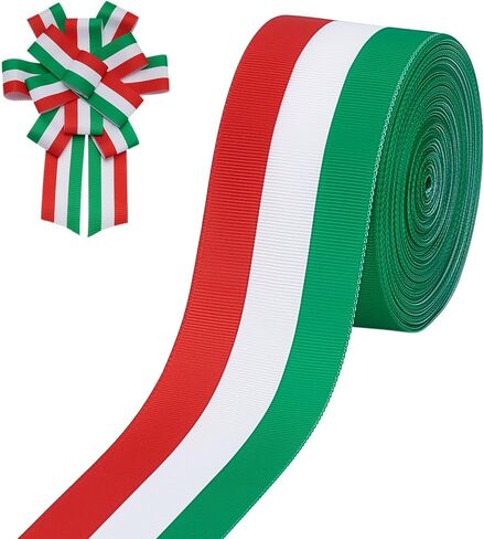 PH PandaHall 20 Yards Red White Green Stripes Ribbon Polyester Grosgrain Tibbon, 2 inch Italian Flag Singel Face Ribbons for Party Holiday Decoration Parades DIY Projects Christmas Tree Decor in Saudi Arabia
