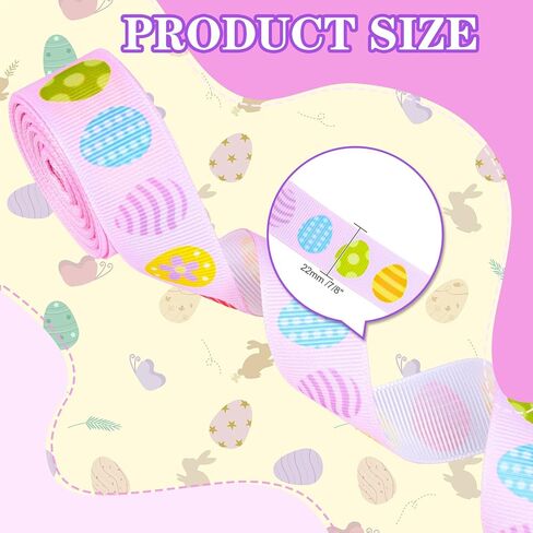 Whaline 6 Rolls Easter Grosgrain Ribbons 30 Yards Pastel Easter Cartoon Floral Bunny Egg Fabric Craft Ribbon for Wreath Bow Gift Wrap Spring Party Decor, 7/8" in Saudi Arabia