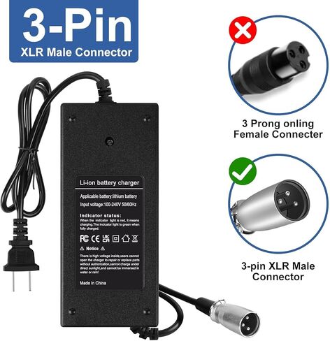شاحن XLR 58.8V 3A 3-Pin XLR للعصير المتقاطع RipCurrent HyperScorpion 52V بطارية ليثيوم أيون وبطارية ليثيوم 52V أخرى in Kuwait