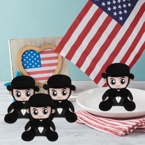6 Pcs American Lincoln Plush Toys Gifts Bulk 5.5" Mini Plushies Gifts Honest Stuffed Lincoln President Day Party Favor in Saudi Arabia