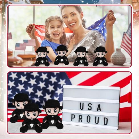 6 Pcs American Lincoln Plush Toys Gifts Bulk 5.5" Mini Plushies Gifts Honest Stuffed Lincoln President Day Party Favor in Saudi Arabia
