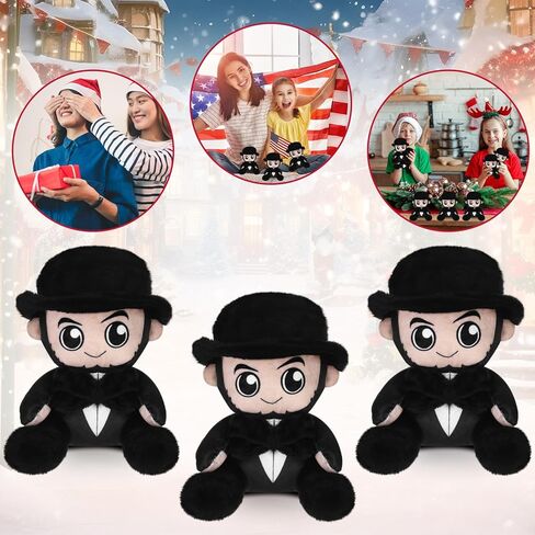 6 Pcs American Lincoln Plush Toys Gifts Bulk 5.5" Mini Plushies Gifts Honest Stuffed Lincoln President Day Party Favor in Saudi Arabia
