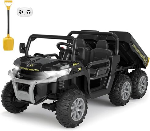 Hetoy 24V 2-Seater Ride on Dump Truck مع جهاز التحكم عن بعد للوالدين، سيارة كهربائية ذات 6 عجلات رباعية الدفع للأطفال الكبار، سرير تفريغ على طراز UTV وقرن موسيقى، معتمد من ASTM/CPSIA (الأعمار من 3 سنوات فما فوق) in Kuwait