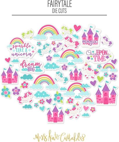 مجموعة قطع الورق والقوالب - حكاية خيالية - من تصميم Miss Kate Cuttables - 16 ورقة ورقية متخصصة ممتازة من جانب واحد مقاس 12 × 12 بوصة وأكثر من 60 قطعة قوالب منسقة in Saudi Arabia
