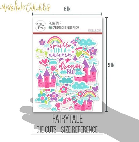 مجموعة قطع الورق والقوالب - حكاية خيالية - من تصميم Miss Kate Cuttables - 16 ورقة ورقية متخصصة ممتازة من جانب واحد مقاس 12 × 12 بوصة وأكثر من 60 قطعة قوالب منسقة in Saudi Arabia
