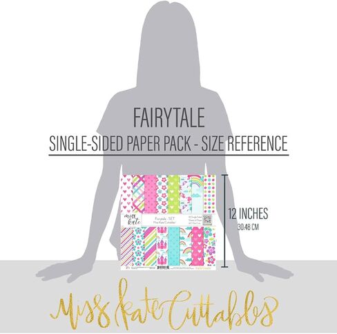 مجموعة قطع الورق والقوالب - حكاية خيالية - من تصميم Miss Kate Cuttables - 16 ورقة ورقية متخصصة ممتازة من جانب واحد مقاس 12 × 12 بوصة وأكثر من 60 قطعة قوالب منسقة in Saudi Arabia