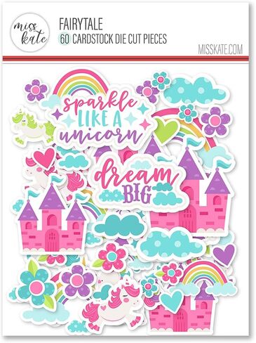 مجموعة قطع الورق والقوالب - حكاية خيالية - من تصميم Miss Kate Cuttables - 16 ورقة ورقية متخصصة ممتازة من جانب واحد مقاس 12 × 12 بوصة وأكثر من 60 قطعة قوالب منسقة in Saudi Arabia