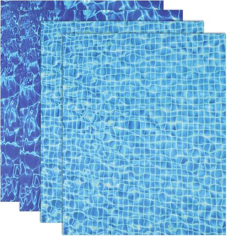 MECCANIXITY 4 Pcs Ripple Water Sticker, Self Adhesive Artificial Water Wave Effect Stickers 11.69"x8.27" Dollhouse Wallpaper Sheets for DIY Dollhouse, Miniature Landscapes, Dark Blue,Pure Blue in Saudi Arabia