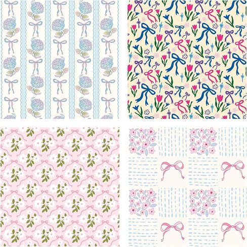 Scrapbook Paper - 24 Sheets 8 Vintage Floral & Bow Designs - 5.8x5.8 Inch Thick Cardstock for Junk Journal, Decoupage, Cardmaking & DIY Crafts in Kuwait