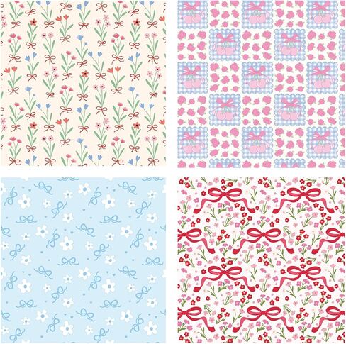 Scrapbook Paper - 24 Sheets 8 Vintage Floral & Bow Designs - 5.8x5.8 Inch Thick Cardstock for Junk Journal, Decoupage, Cardmaking & DIY Crafts in Kuwait