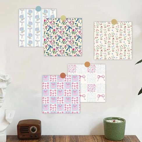 Scrapbook Paper - 24 Sheets 8 Vintage Floral & Bow Designs - 5.8x5.8 Inch Thick Cardstock for Junk Journal, Decoupage, Cardmaking & DIY Crafts in Kuwait