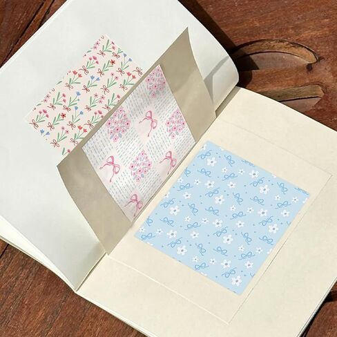 Scrapbook Paper - 24 Sheets 8 Vintage Floral & Bow Designs - 5.8x5.8 Inch Thick Cardstock for Junk Journal, Decoupage, Cardmaking & DIY Crafts in Kuwait