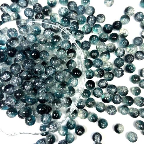 200 قطعة من الخرز الزجاجي، خرز كريستالي مستدير مقاس 8 مم لصنع المجوهرات، خرز فضفاض لصنع السوار والقلادة والأقراط لصنع سحر النبيذ ودقات الرياح، أزرق in Saudi Arabia