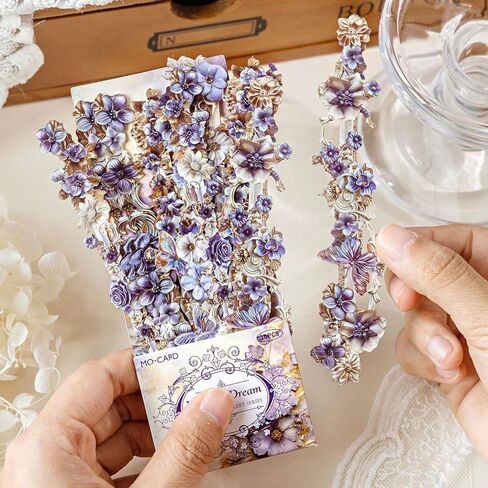 60PCS Vintage Flower Long Strip Scrapbook Papers,Relief Long Strip Floral Aesthetic Scrapbook Set for Letter Envelope Junk Journal Bullet Journal Planner Notebook DIY Crafts Art Album Supplies in Saudi Arabia