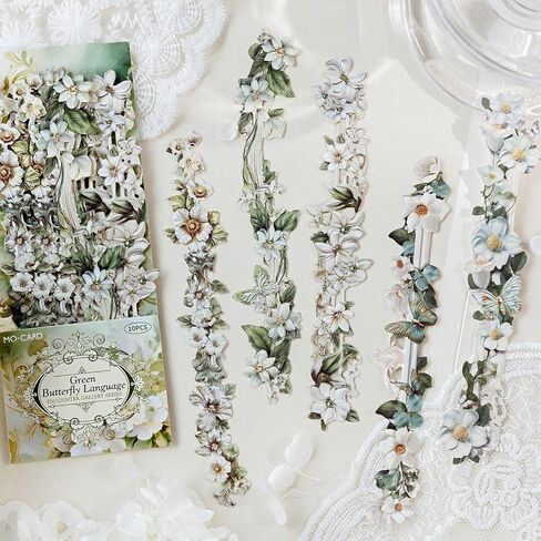 60PCS Vintage Flower Long Strip Scrapbook Papers,Relief Long Strip Floral Aesthetic Scrapbook Set for Letter Envelope Junk Journal Bullet Journal Planner Notebook DIY Crafts Art Album Supplies in Saudi Arabia