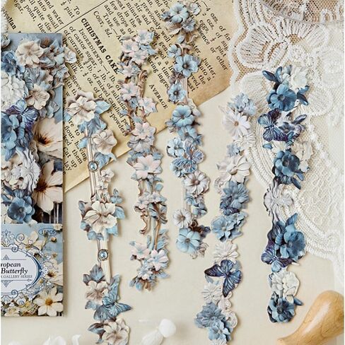 60PCS Vintage Flower Long Strip Scrapbook Papers,Relief Long Strip Floral Aesthetic Scrapbook Set for Letter Envelope Junk Journal Bullet Journal Planner Notebook DIY Crafts Art Album Supplies in Saudi Arabia