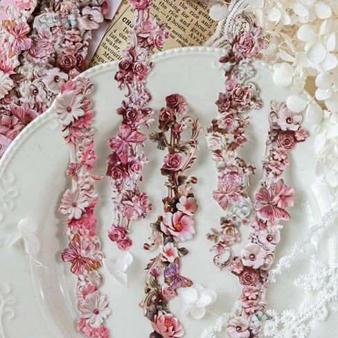 60PCS Vintage Flower Long Strip Scrapbook Papers,Relief Long Strip Floral Aesthetic Scrapbook Set for Letter Envelope Junk Journal Bullet Journal Planner Notebook DIY Crafts Art Album Supplies in Saudi Arabia