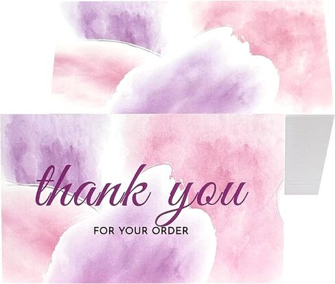 RXBC2011 Thank you for your order cards business package insert 3.5x2 inches pack of 100 Pink Purple Watercolor in Saudi Arabia