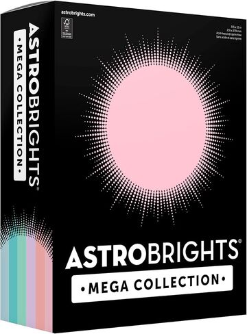 Astrobrights Mega Collection, Colored Cardstock, Unicorn Assortment, Expanded 6‑Colors, 324 Sheets, 65 lb/176 gsm, 8.5" x 11" - MORE COLORS, MORE SHEETS! (92060) in Saudi Arabia