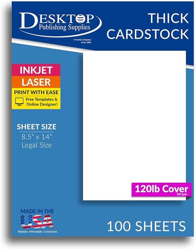 100 Sheets Ultra Thick 8 1/2" x 14" Bright White Card Stock Legal Size 8.5" x 14" - Sturdy 120lb Cover Cardstock for Inkjet/Laser Printers in Saudi Arabia
