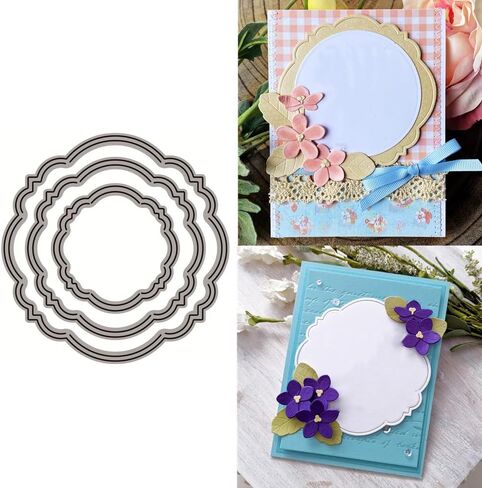Lace Round Label Metal Cutting Dies for Card Making, Paper Embossing Die Cuts Kit Templates Supplies, Photo Frame Album DIY Scrapbooking Stencils Sets in Kuwait