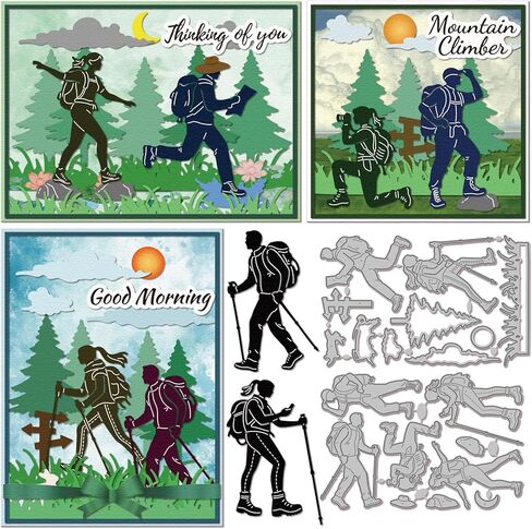 GLOBLELAND Mountain Camping Climbers Cutting Dies for Card Making Travel Man Woman Silhouette Die Cuts Road Signs Metal Die Cut Dies for DIY Scrapbooking Embossing Photo Album Craft Decor in Saudi Arabia