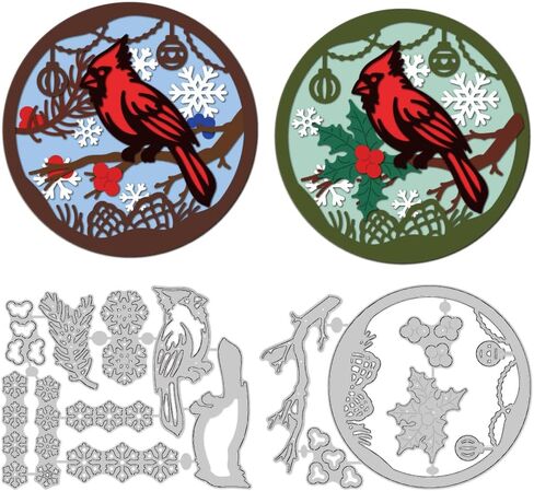 Christmas Cardinal Cutting Dies Bird Card Making Die Stencil Carbon Steel Die Cuts Scrapbooking Embossing Template for Christmas Greeting Cards Craft Album Party Invitation Envelope Decor in Saudi Arabia