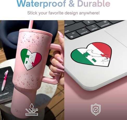 Italy Flag Sticker - Premium Vinyl Waterproof Stickers for Adults, Water Bottle, Laptop, Phone Case, Suitcases, Luggage, Tumblers - Fun, Durable Decals (3PCS,3") in Saudi Arabia